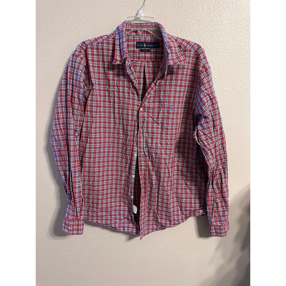 Ralph Lauren XL Slim Fit Red Plaid Long Sleeve Button Down Shirt Men